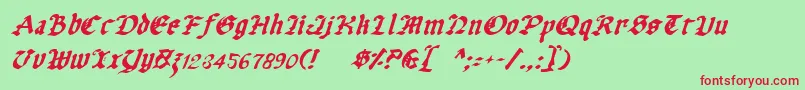 UberhГ¶lmeItalic Font – Red Fonts on Green Background