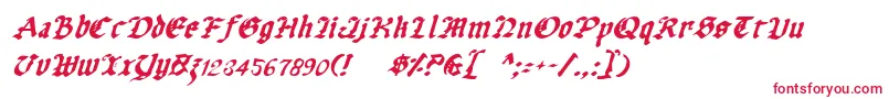 フォントUberhГ¶lmeItalic – 白い背景に赤い文字