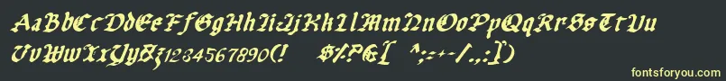 フォントUberhГ¶lmeItalic – 黒い背景に黄色の文字