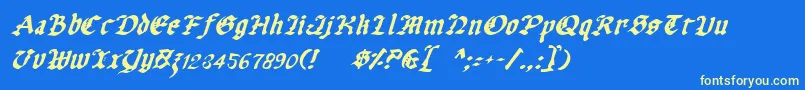 Шрифт UberhГ¶lmeItalic – жёлтые шрифты на синем фоне