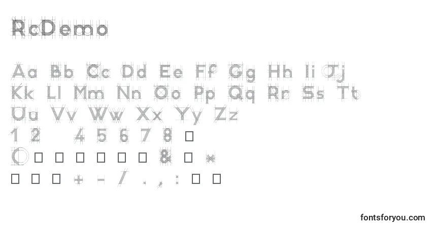Шрифт RcDemo – алфавит, цифры, специальные символы