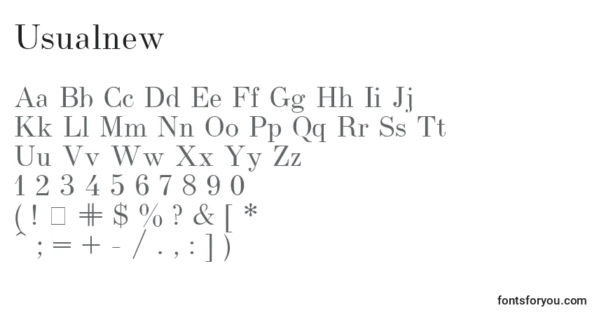 Шрифт Usualnew – алфавит, цифры, специальные символы