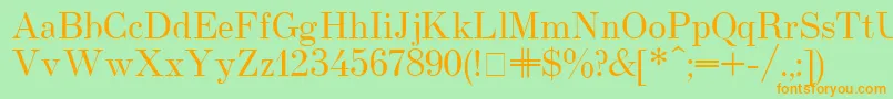 フォントUsualnew – オレンジの文字が緑の背景にあります。