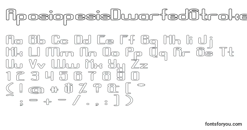 Шрифт AposiopesisDwarfedStroked – алфавит, цифры, специальные символы