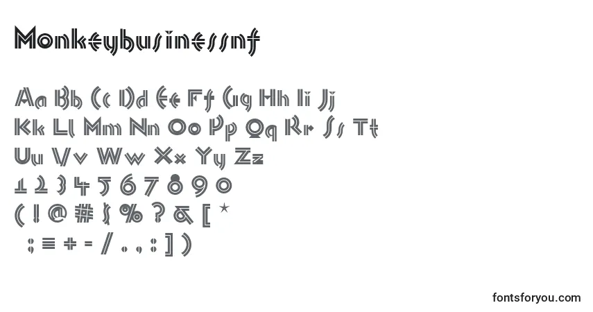 Schriftart Monkeybusinessnf – Alphabet, Zahlen, spezielle Symbole