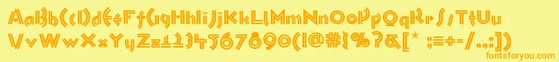 フォントMonkeybusinessnf – オレンジの文字が黄色の背景にあります。