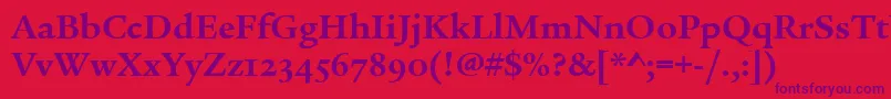 LegacySerifOsItcTtBold Font – Purple Fonts on Red Background