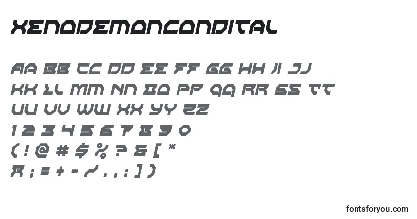 Czcionka Xenodemoncondital – alfabet, cyfry, specjalne znaki