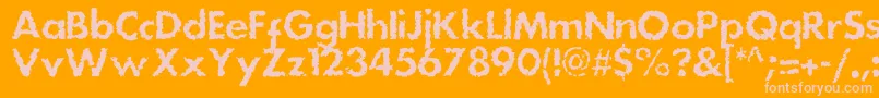 Dsstainc-Schriftart – Rosa Schriften auf orangefarbenem Hintergrund