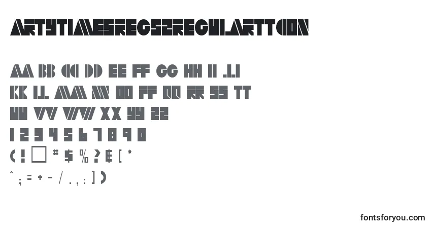 A fonte Artytimesreg52RegularTtcon – alfabeto, números, caracteres especiais