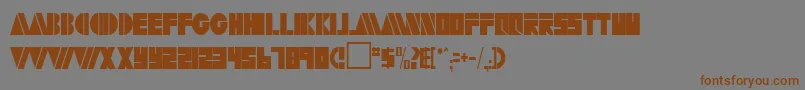 フォントArtytimesreg52RegularTtcon – 茶色の文字が灰色の背景にあります。