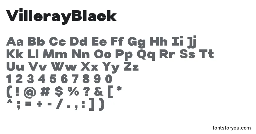 Czcionka VillerayBlack – alfabet, cyfry, specjalne znaki