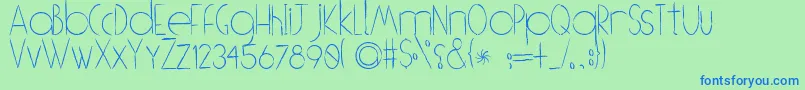 OBrushhhフォントについての詳細 フォントOBrushhh – 青い文字は緑の背景です。