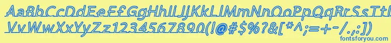 FortrackItalic Font – Blue Fonts on Yellow Background