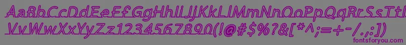 フォントFortrackItalic – 紫色のフォント、灰色の背景