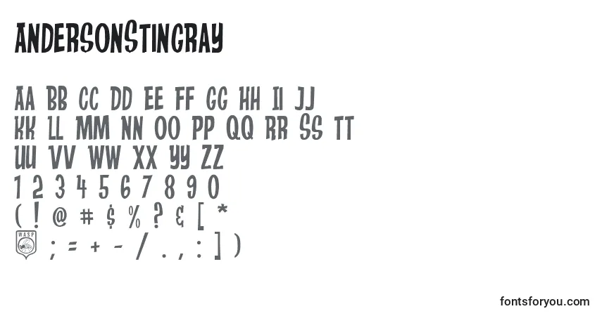 A fonte AndersonStingray – alfabeto, números, caracteres especiais