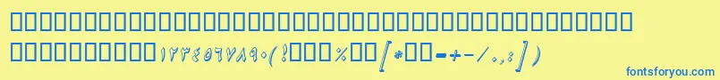 BNikiShadowItalic-Schriftart – Blaue Schriften auf gelbem Hintergrund