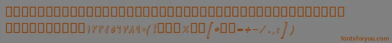 フォントBNikiShadowItalic – 茶色の文字が灰色の背景にあります。