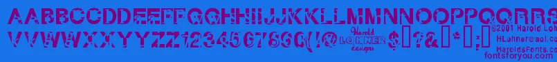 Subtext ffy-Schriftart – Violette Schriften auf blauem Hintergrund