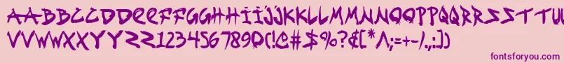 Fonte FightKidCondensed – fontes roxas em um fundo rosa