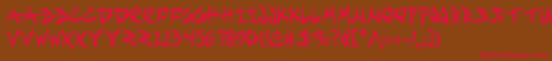 フォントFightKidCondensed – 赤い文字が茶色の背景にあります。