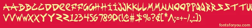 FightKidCondensed Font – Yellow Fonts on Red Background