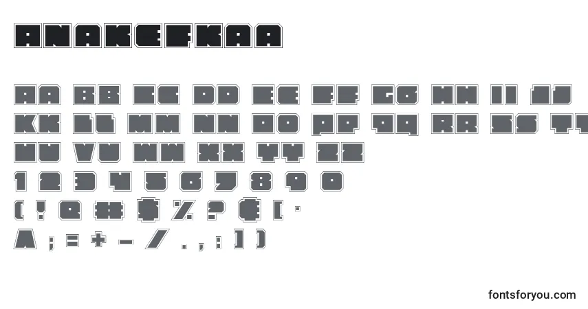 Schriftart Anakefkaa – Alphabet, Zahlen, spezielle Symbole
