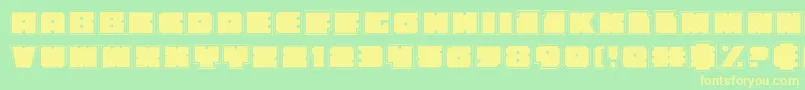 フォントAnakefkaa – 黄色の文字が緑の背景にあります