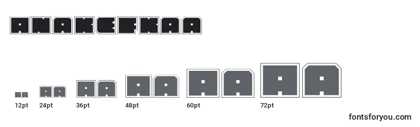 Размеры шрифта Anakefkaa