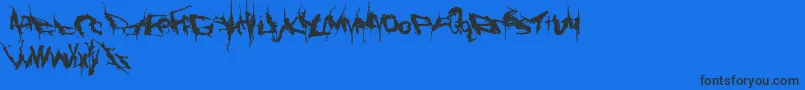 Convalescence-Schriftart – Schwarze Schriften auf blauem Hintergrund