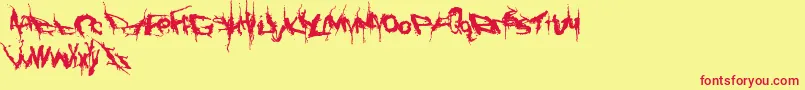 Convalescence-Schriftart – Rote Schriften auf gelbem Hintergrund