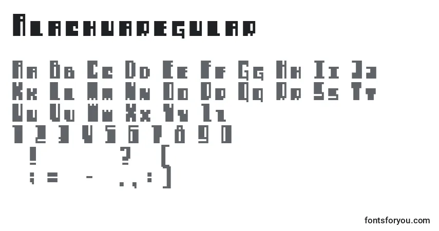 Шрифт Alachuaregular – алфавит, цифры, специальные символы