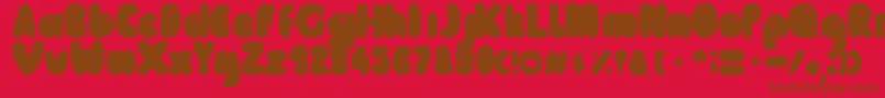MailePoohRegular-Schriftart – Braune Schriften auf rotem Hintergrund