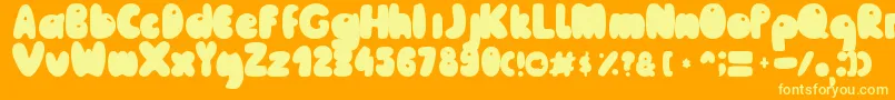 Fonte MailePoohRegular – fontes amarelas em um fundo laranja