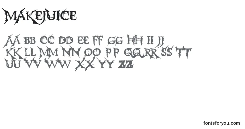 A fonte MakeJuice – alfabeto, números, caracteres especiais