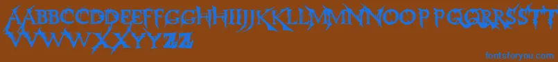 フォントMakeJuice – 茶色の背景に青い文字