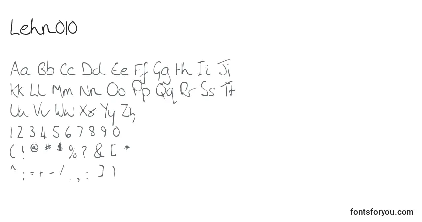 A fonte Lehn010 – alfabeto, números, caracteres especiais