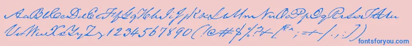 TexasHero-Schriftart – Blaue Schriften auf rosa Hintergrund