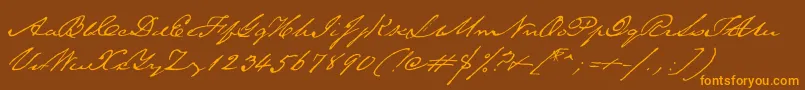 TexasHero-Schriftart – Orangefarbene Schriften auf braunem Hintergrund