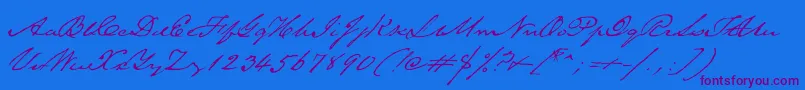 TexasHero-Schriftart – Violette Schriften auf blauem Hintergrund