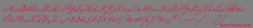 Fonte TexasHero – fontes vermelhas em um fundo cinza
