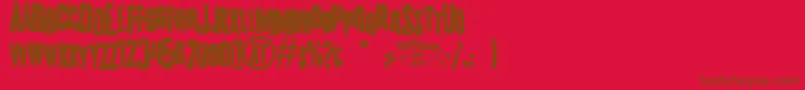 K.P.DutyFrazzledJl-Schriftart – Braune Schriften auf rotem Hintergrund