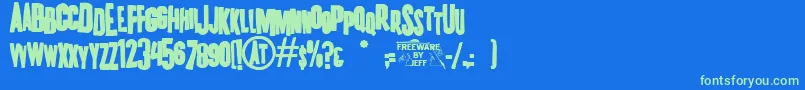 K.P.DutyFrazzledJl-fontti – vihreät fontit sinisellä taustalla