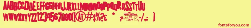 K.P.DutyFrazzledJl Font – Red Fonts on Yellow Background