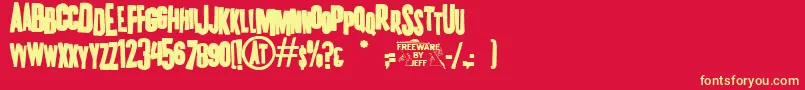 Шрифт K.P.DutyFrazzledJl – жёлтые шрифты на красном фоне