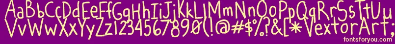 SpindlyLegs Font – Yellow Fonts on Purple Background