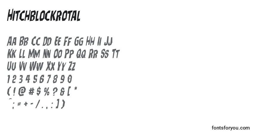 Schriftart Hitchblockrotal – Alphabet, Zahlen, spezielle Symbole
