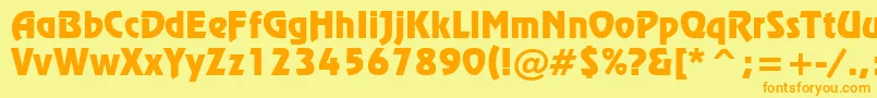 Więcej informacji o czcionce RevueBt Czcionka RevueBt – pomarańczowe czcionki na żółtym tle