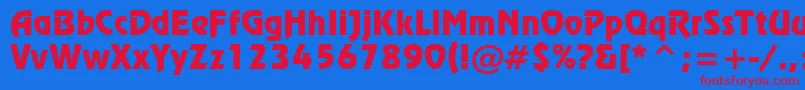RevueBt Font – Red Fonts on Blue Background