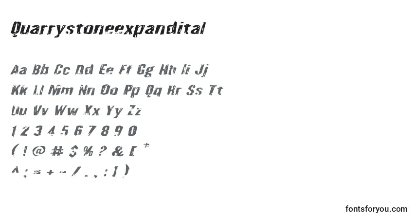 Schriftart Quarrystoneexpandital – Alphabet, Zahlen, spezielle Symbole
